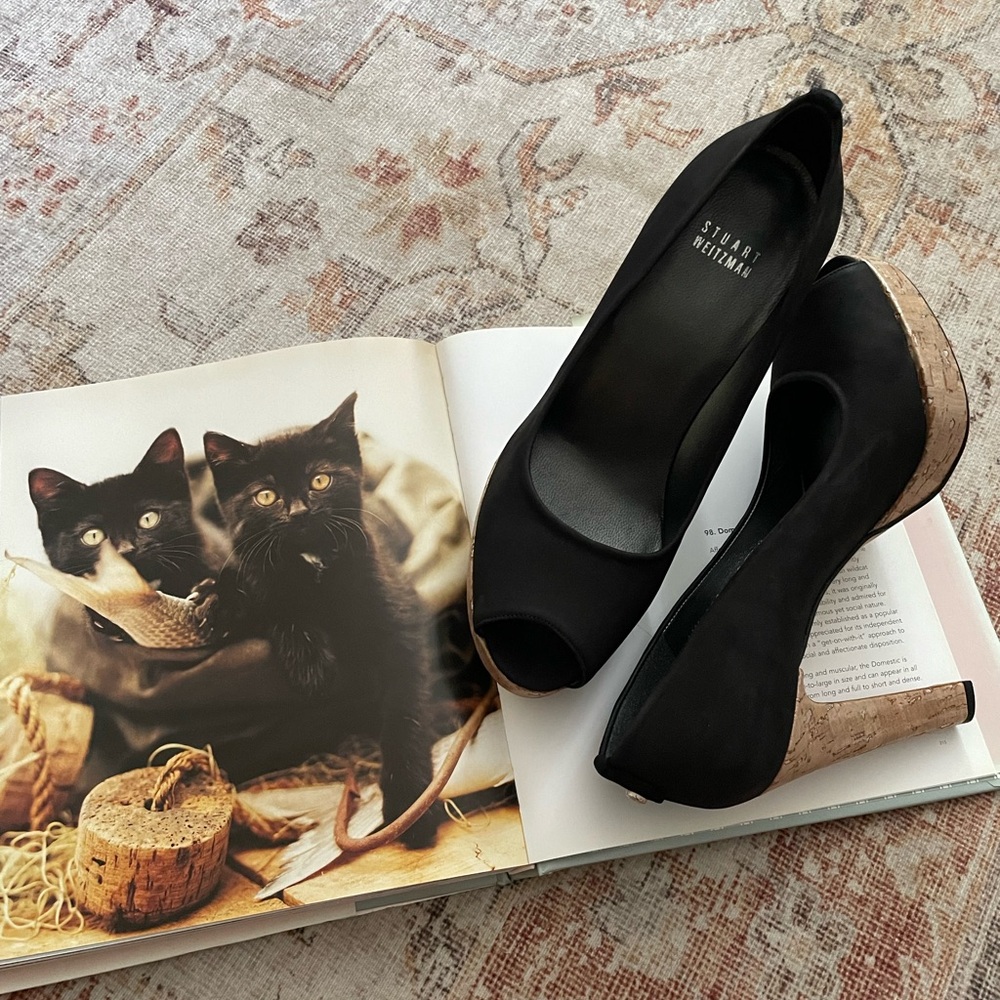 Stuart Weitzman cork heel pumps